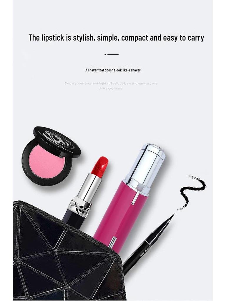 Women's Portable Electric Shaver: Lipstick Design for Leg, Armpit, and Bikini Area Hair Removal