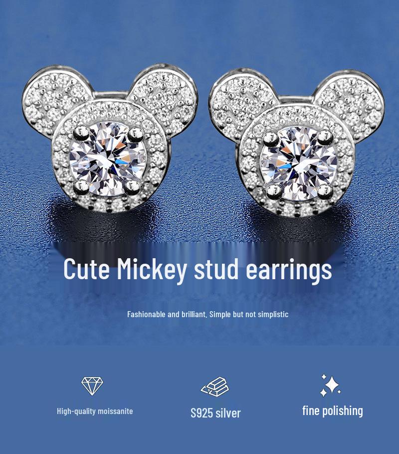 Moissanite Mickey Ear Ring - 1 Carat Women's Fashion Jewelry