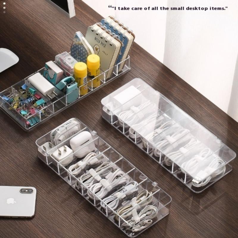 Transparent Data Cable Organizer Case Classification Dustproof Card Organizer With Lid Clutter Collection Box For Office Home