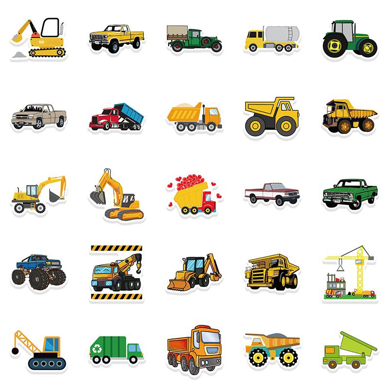 50Pcs Engineering Vehicle Truck Graffiti Sticker Guitar Suitcase Laptop Decal