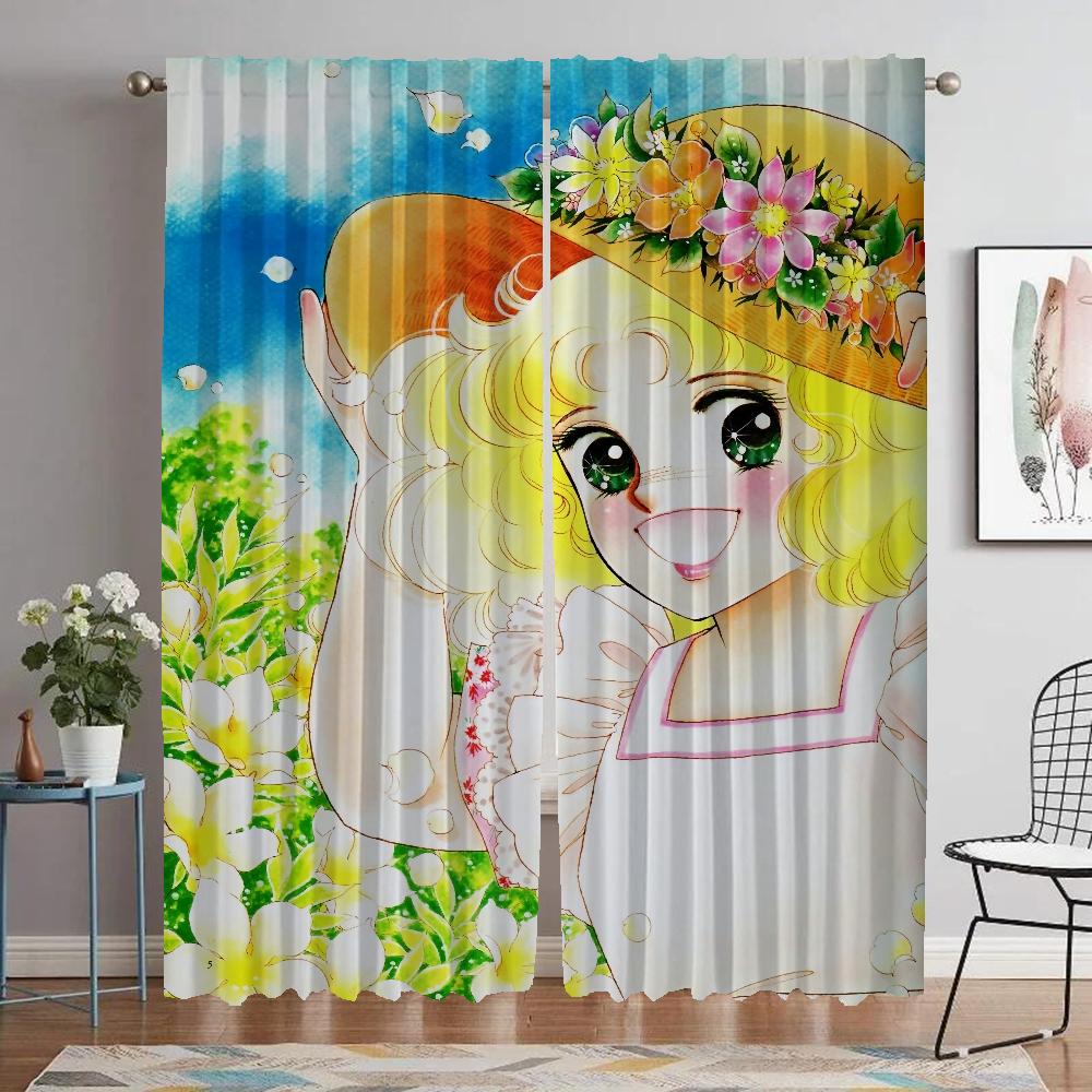 Space 2 Panel Covers Contemporary Living Room Space Curtains Home Interior Draperies Child for Halloween Ornament Candy Candy Window Drapery ideal