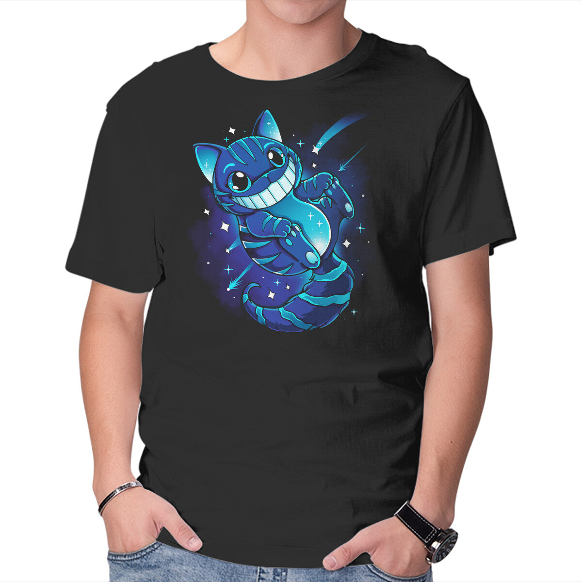 Unisex Crew Neck T-Shirt Cheshire Galaxy Graphic Short Sleeve Casual Tee XXXL