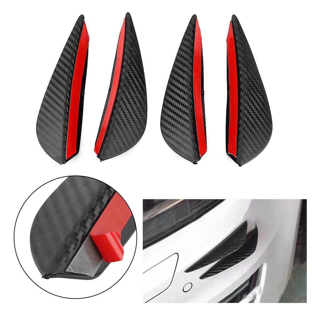 Bumper Lip Front Bumper Wind Splitter Trim Kit Carbon     4 Piece Self Adhesive   Fits Most Cars
