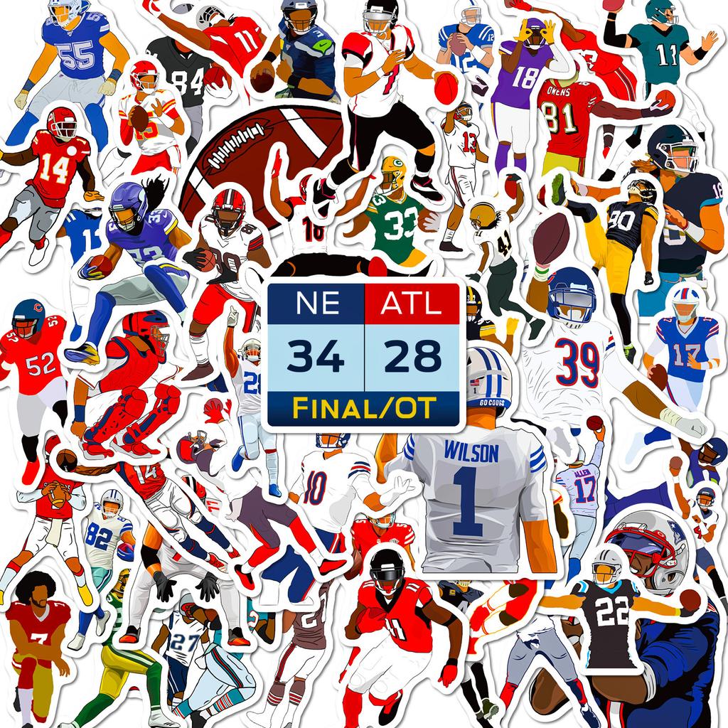 50 Pieces Of Rugby Player Sports Trunk Stickers, Graffiti Stickers, Refrigerator Decoration Stickers