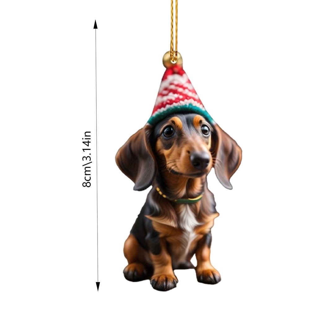 Christmas Acrylic Dog Pendant 2D Acrylic Christmas Dog Ornaments Festival Dachshund Set For Car Backpacks Doors