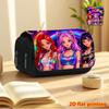 Rainbow Pop Princess Purple-Black Joker Mecha 2D Printed Double-Layer Flip-Top Black Pencil Case - Back-to-School Essential Pencil Box, Daily Multi-Fu