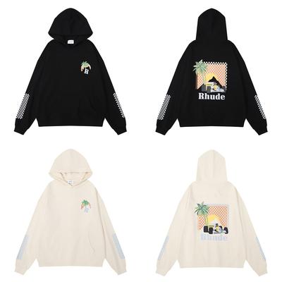 Grænseoverskridende europæisk og amerikansk trendy mærke RHUDE mikro-standard racingformel print hættetrøje til mænd og kvinder high street hoodie