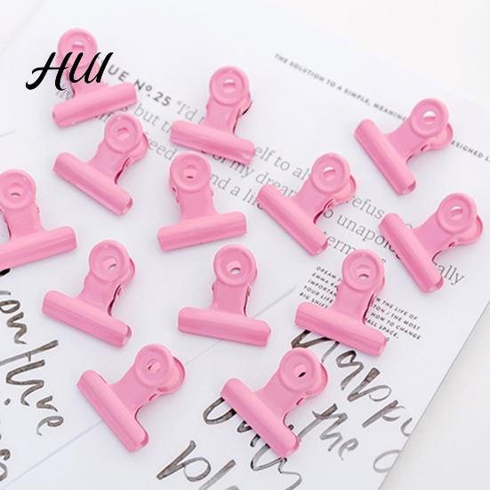 Paper Clamp Metal Clip 8PCS Binder Clips Round Tail Safety Design Stable Clamping Fresh Color Force Macaron Rust Resistant Office School Supplies