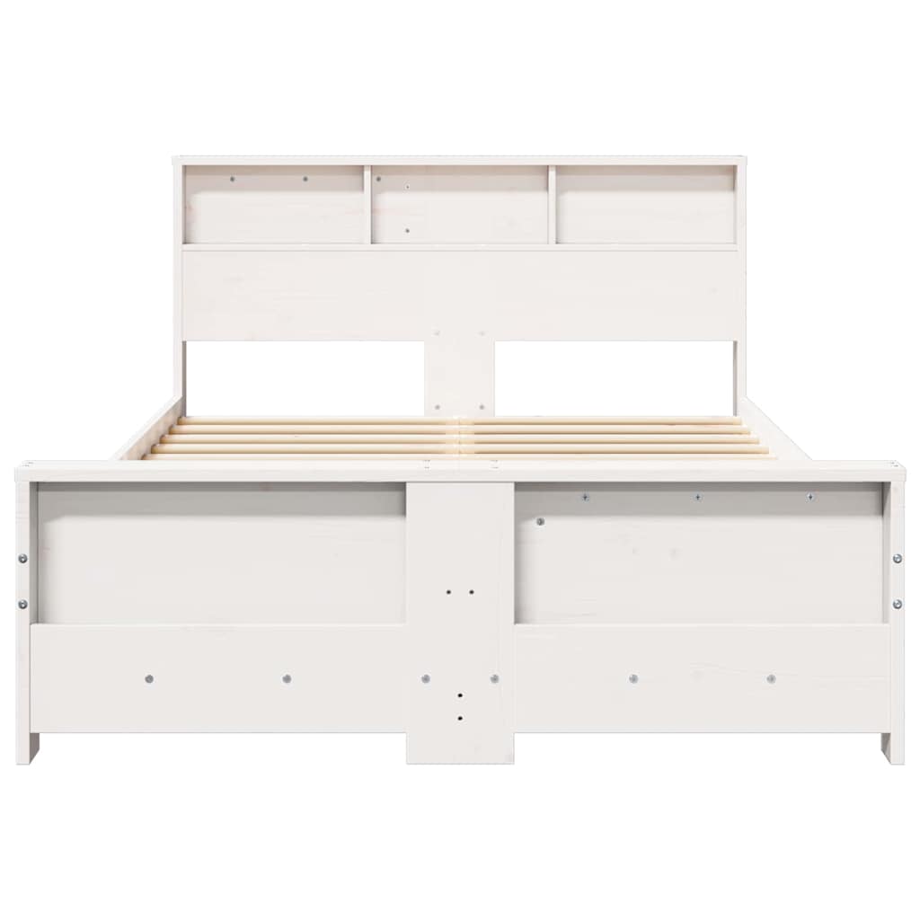 White Bed Frame with Headboard 120 x 190 cm Wood Based Material