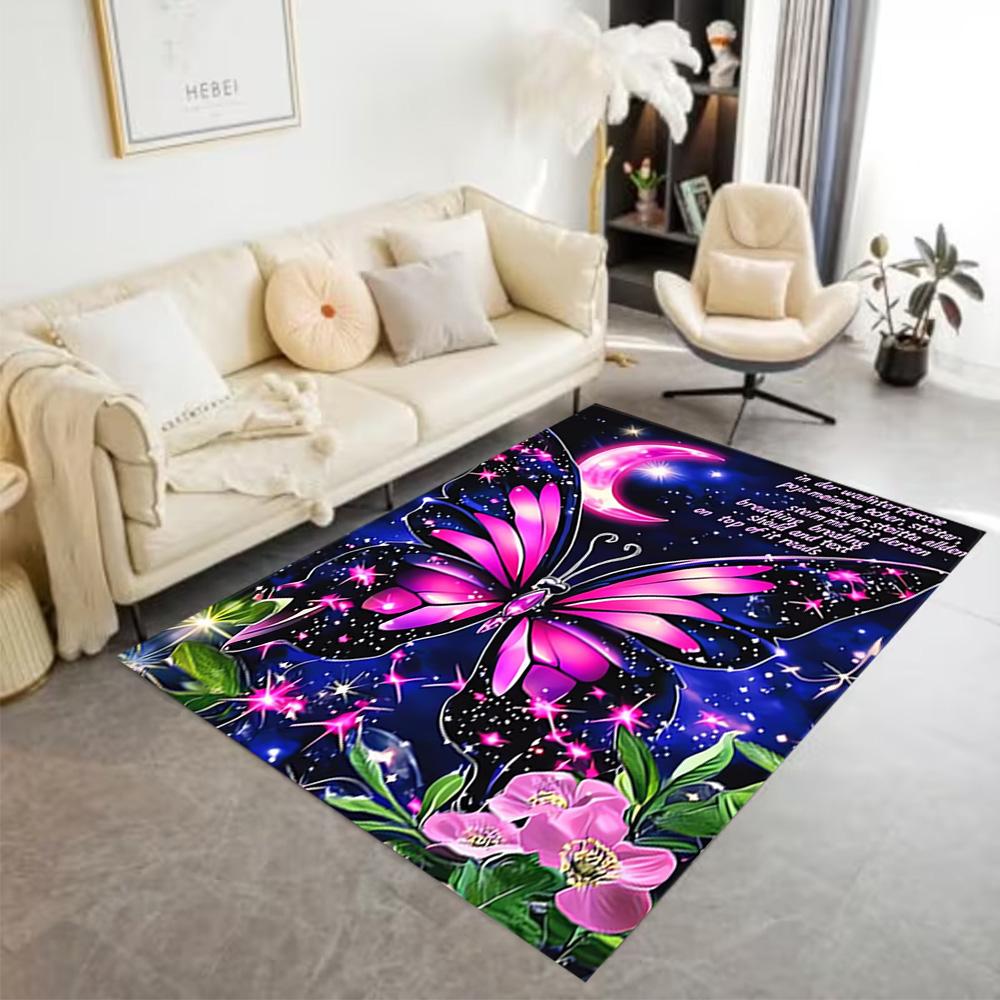 1pc Butterfly Design Home Carpet Non-slip Office Decor Gift Living Room Bedroom