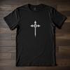 Gotisches Kreuz T-Shirt - Dunkles Ästhetisches Schwarzes T-Shirt mit Weißem Kreuz Design - Alternative Gothic Mode Streetwear Bekleidung