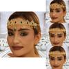 Bridal Hair Accessory With Gold Alloy Simulation Crystal Dangle Head Chain For Wedding And Formal Events