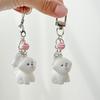 Cute Cartoon Flocking Puppy Keychain Girl Handbag Charms Decoration Kawaii Dog Key Ring Mobile Phone Pendant Chain Gift