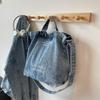Large Capacity Retro Denim Bag Letter Print Shoulder Bag Women Crossbody Bag