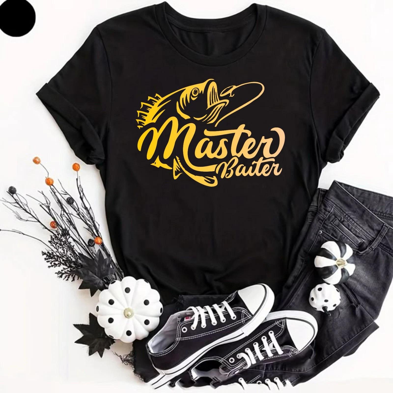 Funny T  Shirt Retro Fancy dress Master Baiter Fish Fishing Fisherman Gifts Top 3XL
