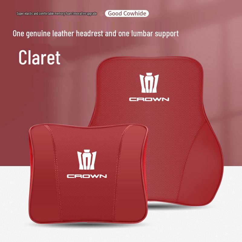 Genuine Leather Headrest & Lumbar Support for Toyota Crown Land Cruiser - Comfortable Neck Support & Decorative Accessory
