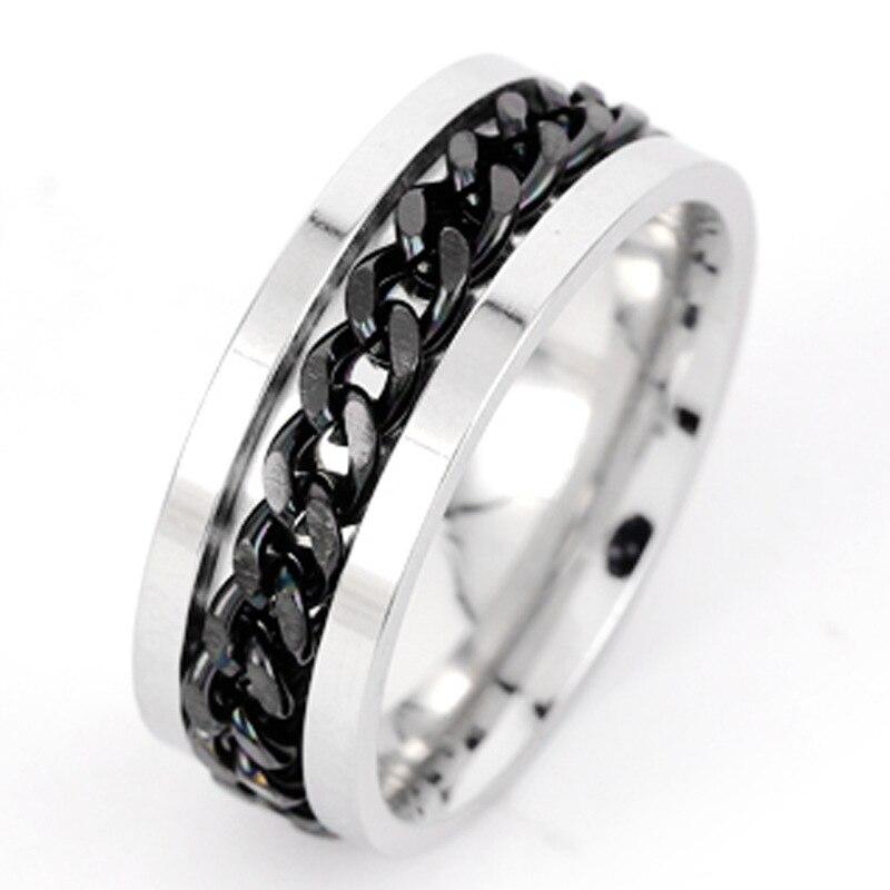 Fashion Stainless Steel Rings for Men Black Silver Gold Anxiety Ring Size 5-13 Personalized Gift Bague Homme Acier Inoxydable