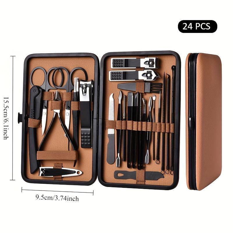 7/16/24pcs Manicure & Pedicure Tool Set, Stainless Steel Nail Clippers, Cuticle Nipper, Nail Art Grooming Kit with Concave Blade