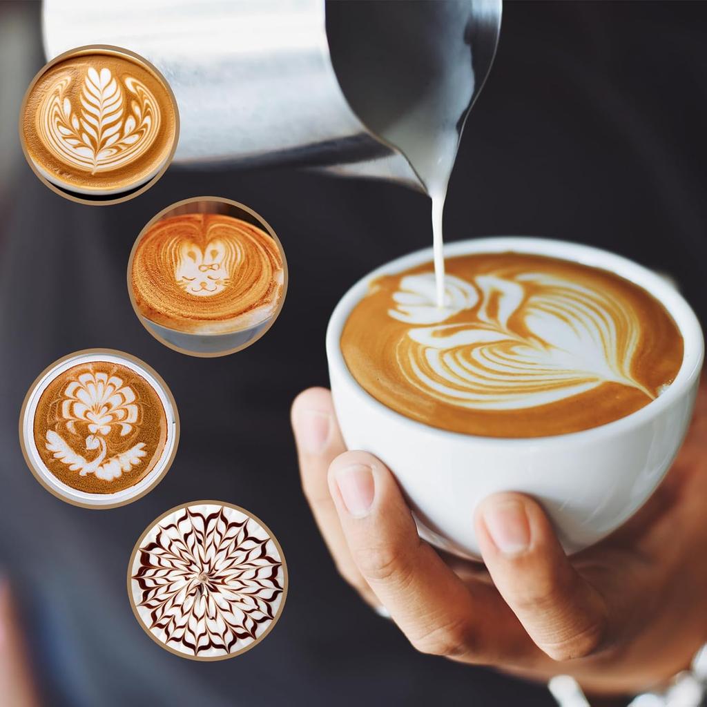 Milk Frothing Pitcher 600ml Stainless Steel Coffee Milk Frother Steamer Cup Foam Making with Thermometer for Making Espresso Cappuccino Latte Hot