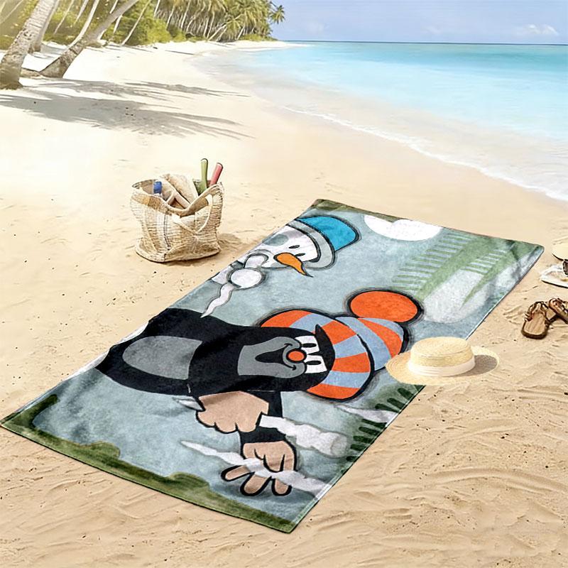 Krtek The Little Mole Print Beach Towel, Large Soft Quick Dry Towel for Beach Camping Swimming