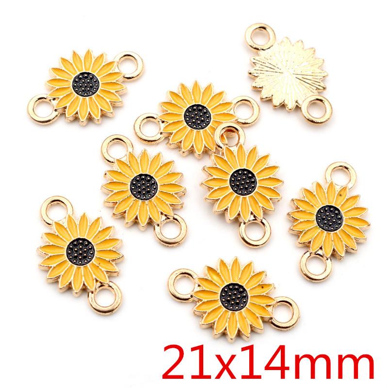 

8pcs/lot Sunflower Rainbow Enamel Metal Charms Pendant for DIY Necklace Bracelet Jewelry Making Findings Supplies