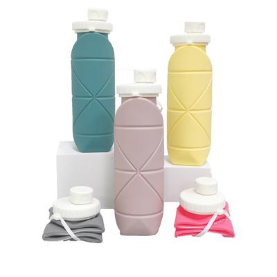 Sports Kettle Folding Glass Silicone Straw Portable Outdoor Travel Cycling Portable Silicone Diamond Telescopic Bottle.