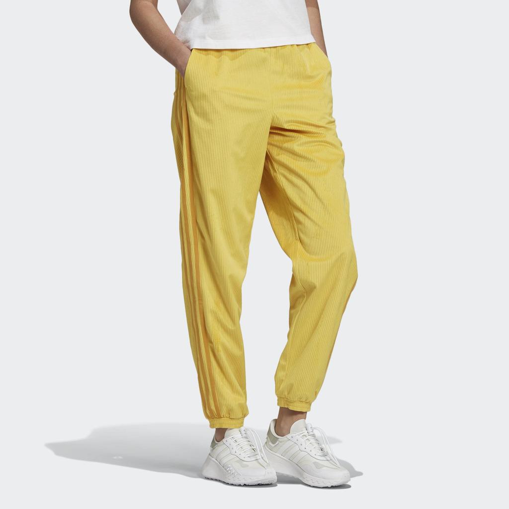 adidas Originals Trefoil Logo Embroidered Striped Cuff Sports Pants Women Bottoms Yellow GU0805