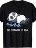 Unisex T-shirt Fun Weightlifting Fitness Humorous T-Shirt - Panda Struggle Is Real Pattern, Soft And Breathable Uni