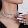 Wedding Jewelry Set for Women: Bridal Necklace Decoration  Fashion Claw Chain  Sparkling Banquet Necklace and Earrings