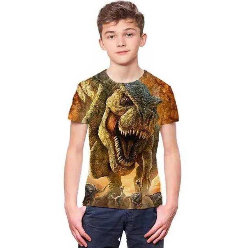 Summer Children's 3D Printed Crew Neck T-Shirt Fashion Versatile Trend Breathable Casual