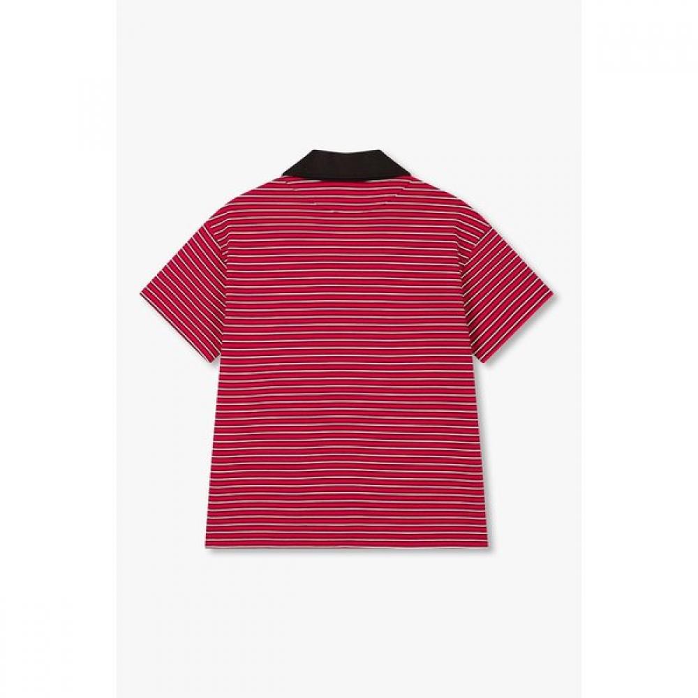 STudio Tomboy ShorT Sleeve T shirT shirT Collar paTch sTripe  9106222223ar 