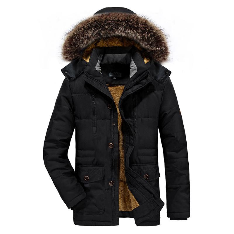 Men's Casual Cotton Clothes Winter New Large Size Thickened Velvet Middle-aged and Elderly Cotton-padded Clothes Male Father Jacket