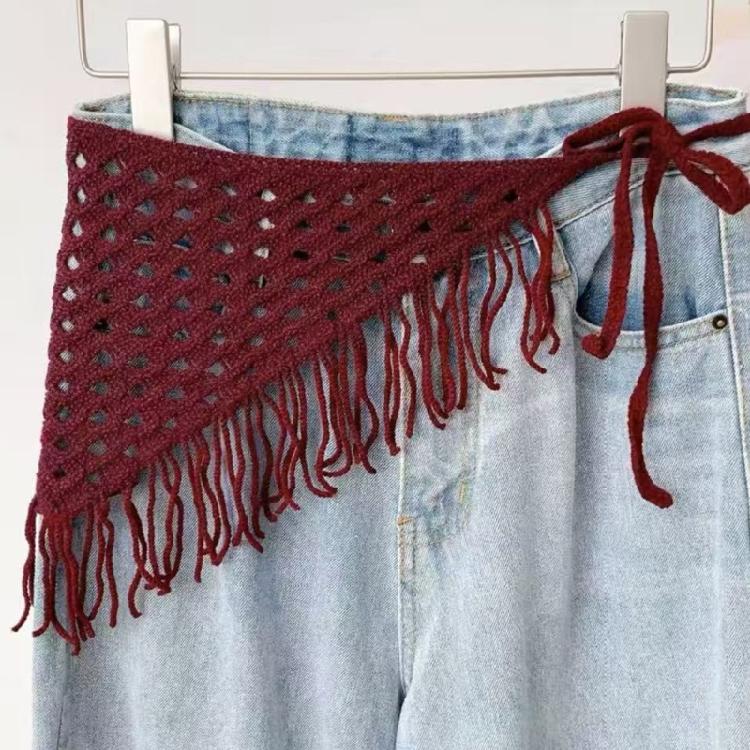 Multipurpose Crochet Triangled Scarf With Polyester Trim Stylish Layered Neck Wrap For Daily Outdoor Use