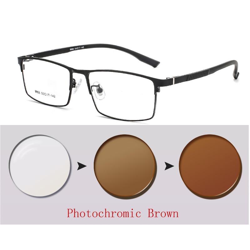 Metal Alloy Photochromic Myopia Eyeglasses for Women Men Prescription Spectacles -0.5 to -3.0 Diopter