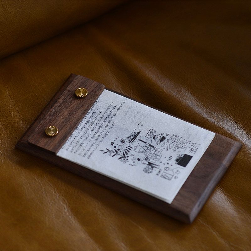 Fangye | Black Walnut Menu Holder Folder Solid Wood Base Plate Retro Textured Design Japanese Style Brass Coffee Restaurant