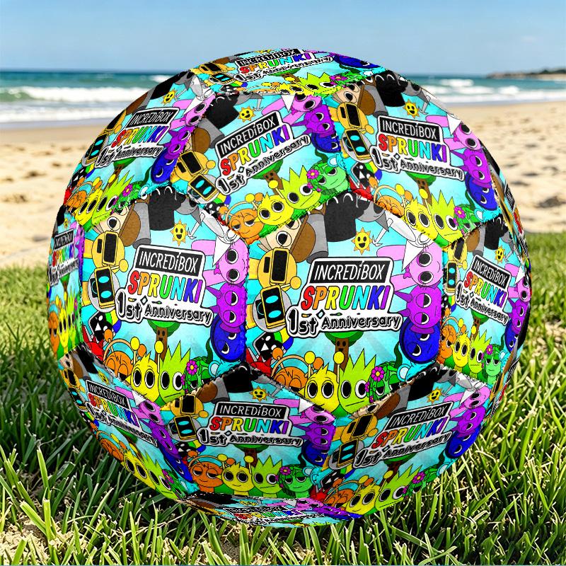 Sprunki Game Print Size 5 Soccer Ball, PU Wear Resistant Football for Match Training and Daily Practice, Birthday Gift for Soccer Fans
