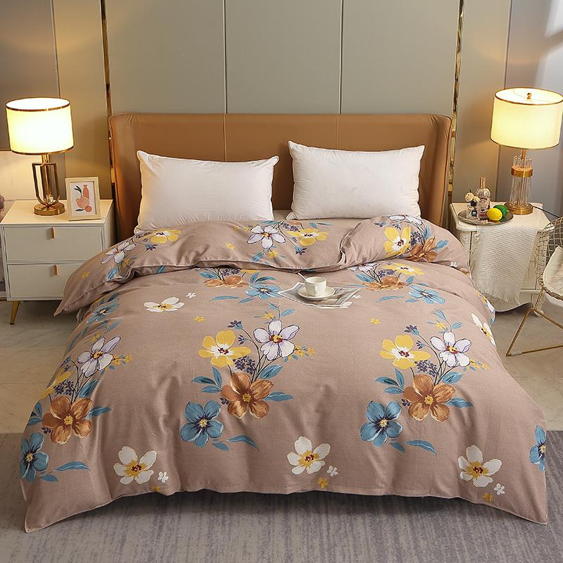 Luxury Flower Style Cotton Duvet Cover Skin-friendly Soft Bedding White Floral Botanical Pattern Comforter Cover with Zipper