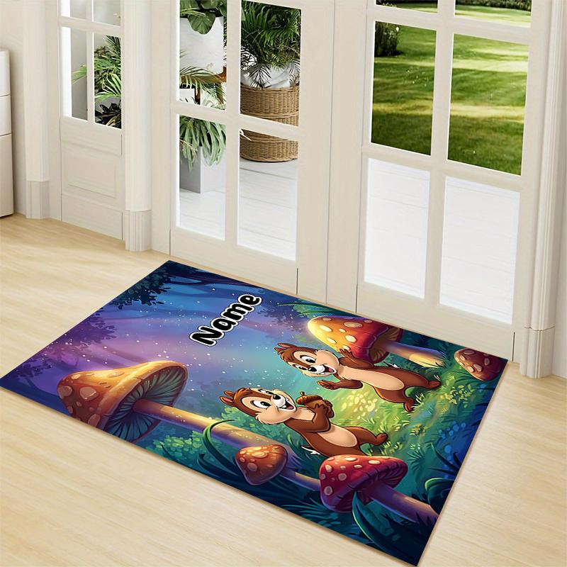 Custom Name "Adventurous Forest Friends" Carpet Rug Customizable Soft Washable Anti-Slip Home Living Room Sofa Mats Personalized Rug. 0909389