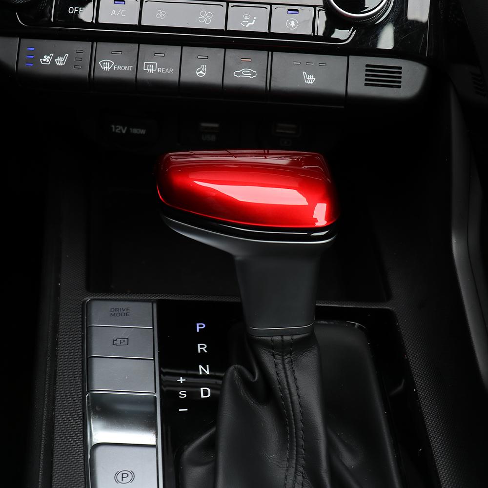LHD/RHD For Hyundai Elantra CN7 N 2020-2026 Red Carbon Fiber Style Gear Shift Knob Cover Trim Cover Trim Car Interior Parts