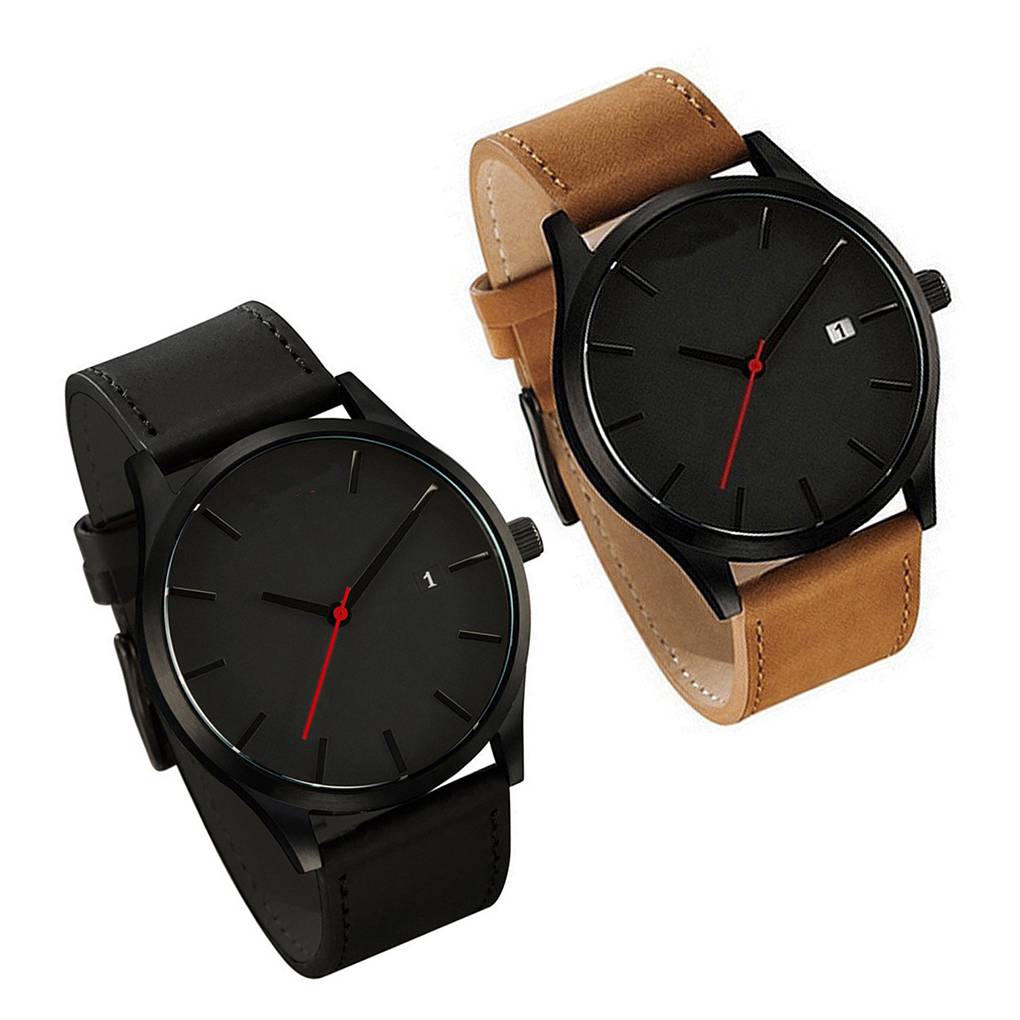 Men PU Leather Wristwatch Male Boy Sports Boy Sports Casual Fashion Watch Student Wrist Clock Timer