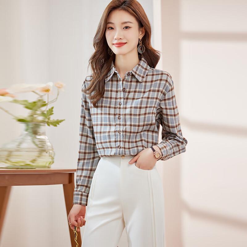 Women s Plaid Long Sleeve Slim Fit Shirt Assorted Sizes