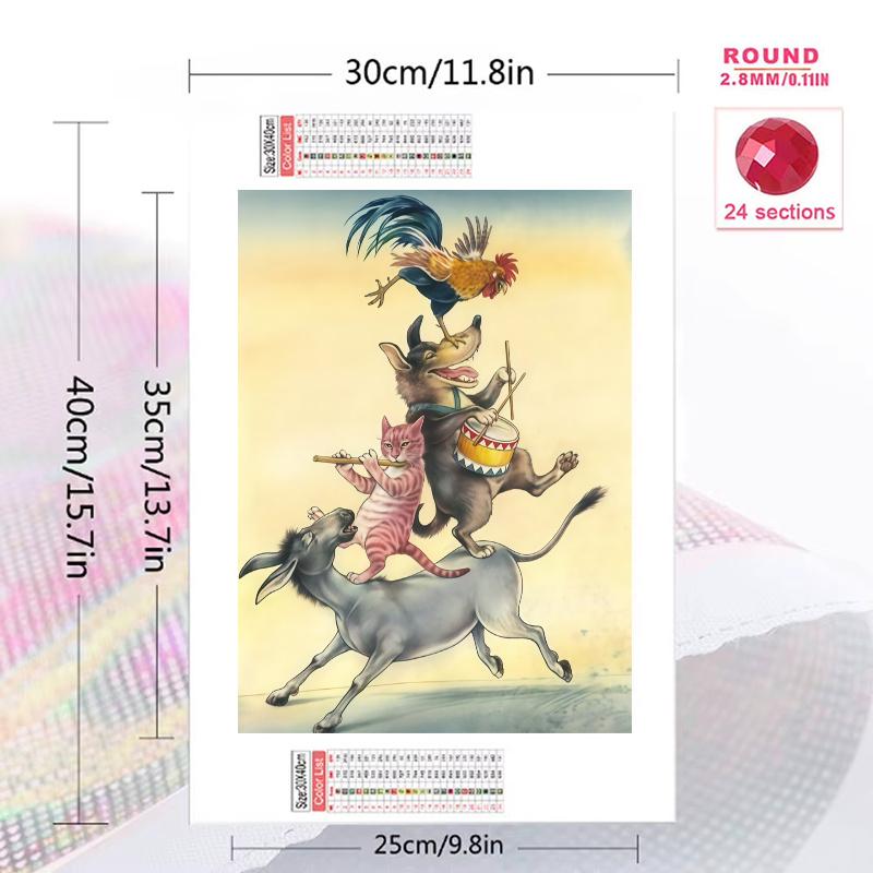 Bremen Town Musicians 100% Round Full Drill 5D DIY Diamond Painting Embroidery Cross Stitch Rhinestone Décor