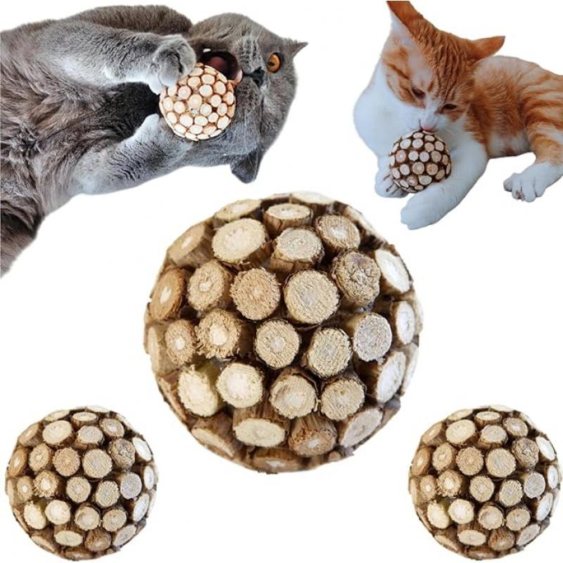 2pcsCat Ball Toy Silver Rattan Stick Silver Rattan Ball Indoor Cat Chew Toy 2pcs коричневый
