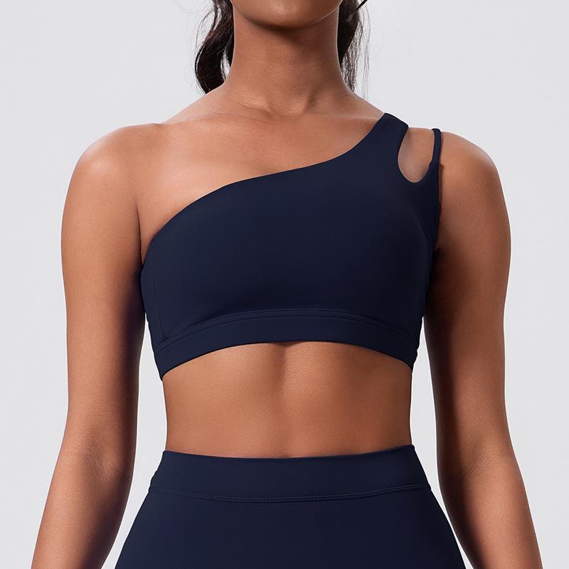 Damen Europäischer & Amerikanischer Elastischer Sport-BH: One-Shoulder Yoga & Fitness Rücken-Detail Weste