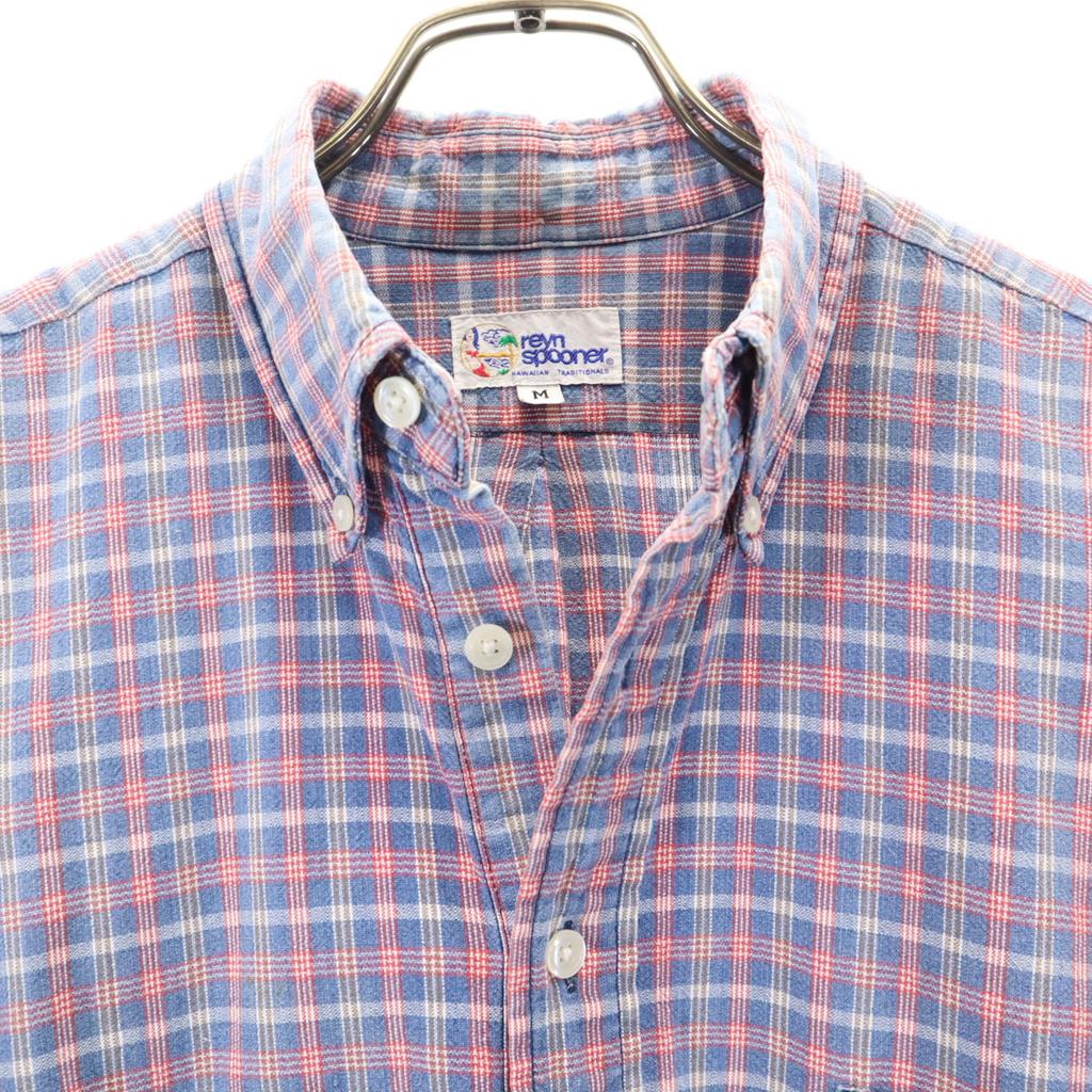 Reyn Spooner 90s Old Swimsuit Tags Check Pattern Short Sleeve Half Button Button Down Shirt Men's Used