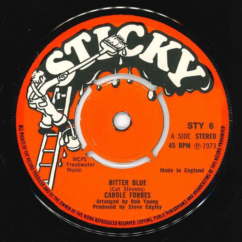 

7-дюймовая пластинка Кэрол Форбс Bitter Blue STY6 STICKY 1973 Великобритания Поп Б/У
