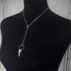 Hip Hop Punk Silver Color Stereo Crow Skull Tassels Pendant Necklace for Women Men Hallowmas Party Gothic Jewelry Accessory Gift