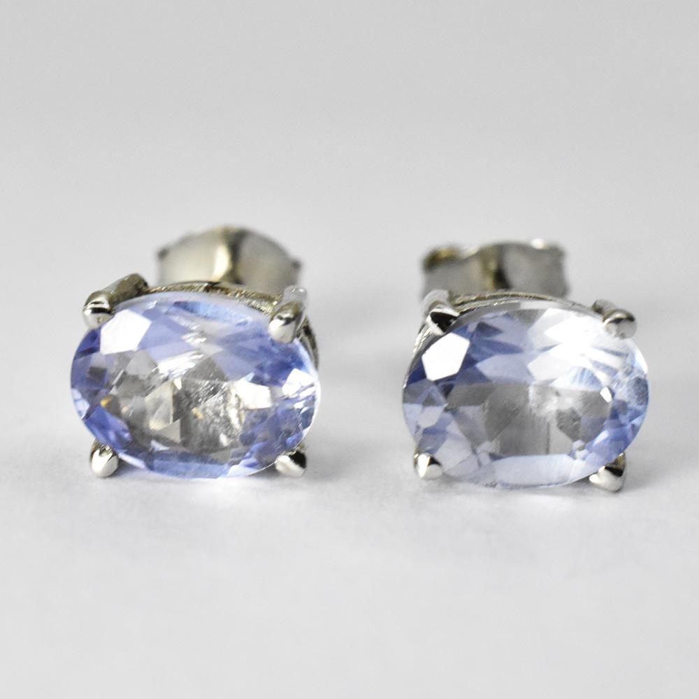 Natural Blue Sapphire Earring 10.60 Ct 925 Sterling Silver 8x6 Mm Pair September Birthday Birthstone