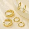 Luxurious Zircon Heart Hoop Earrings Flower U-Shaped Zircon Earrings for Women Charm Daily Jewelry Gift