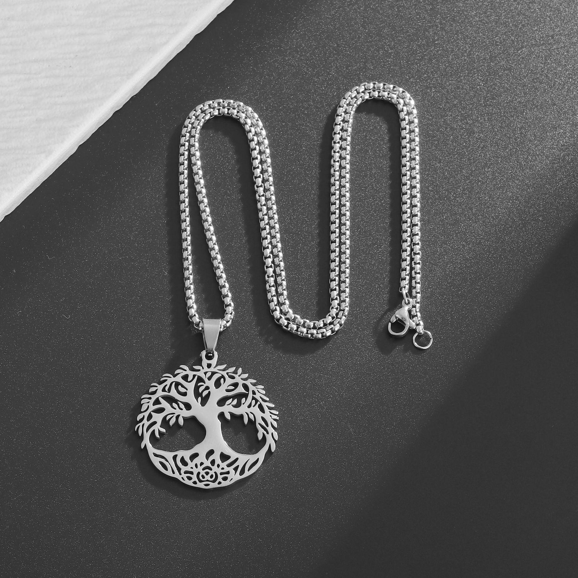 Tree of Life Medal Fashion Hollow Jewelry Pendant Necklace 60CM(Necklace Long)